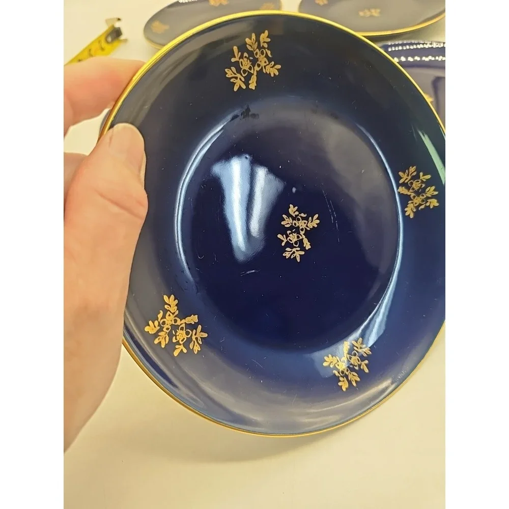 Pruszkow Polish COBALT BLUE AND GOLD Saucer 6 3/4‎ 